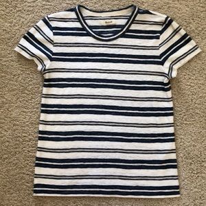 Vibrant blue and white striped Madewell t-shirt